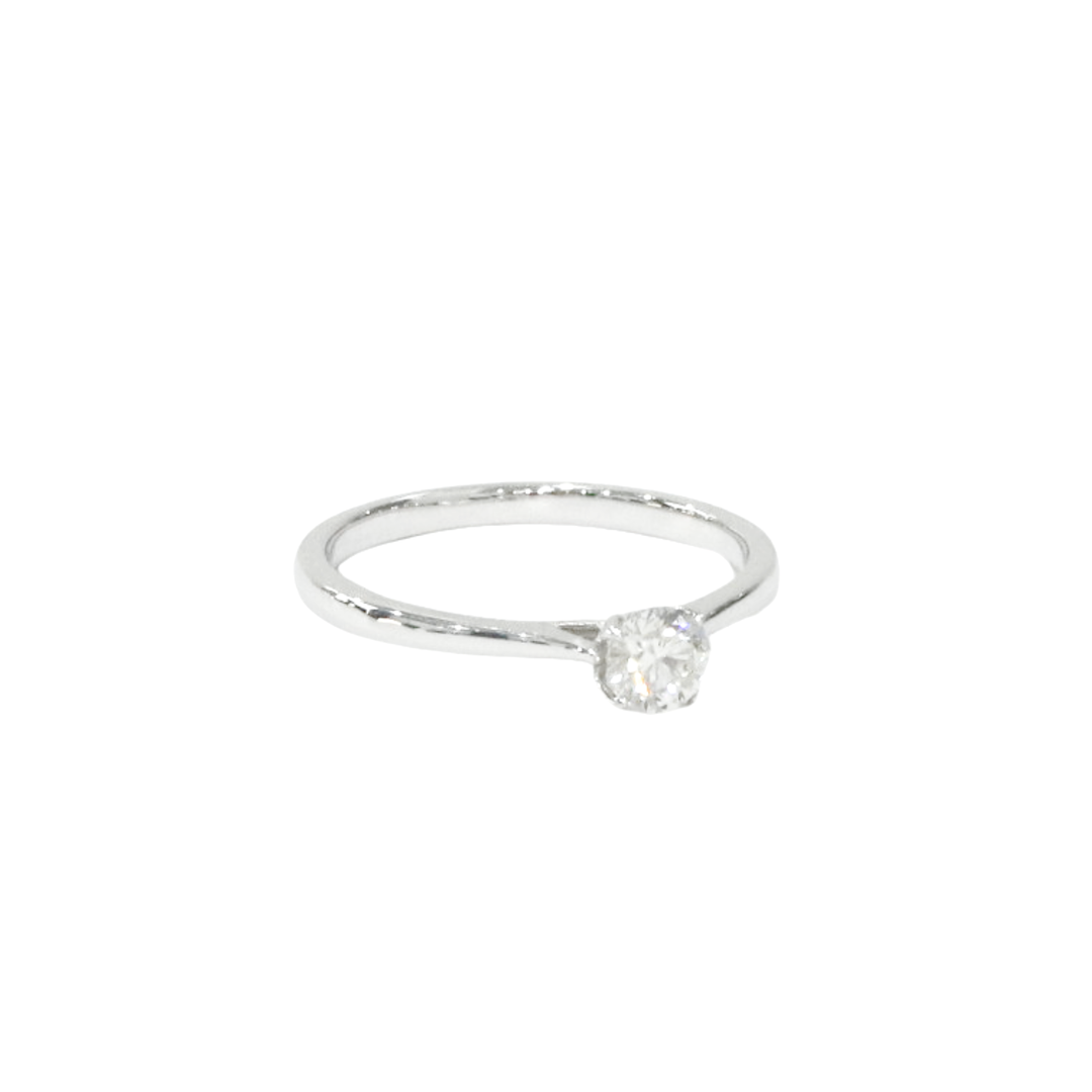 18K White Gold Solitaire Round 0.3ct Diamond Ring