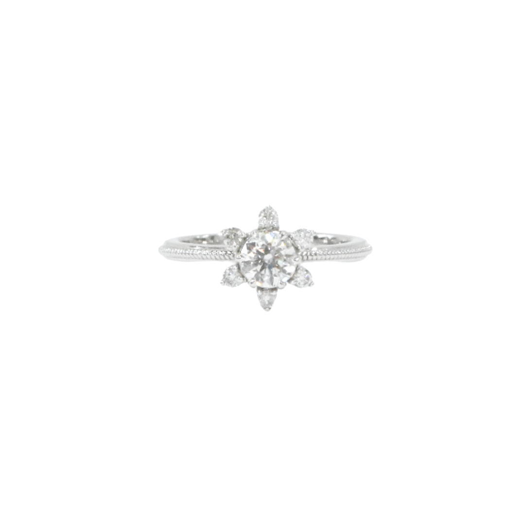 18K White Gold Statement Round Brilliant 0.5ct Diamond Ring