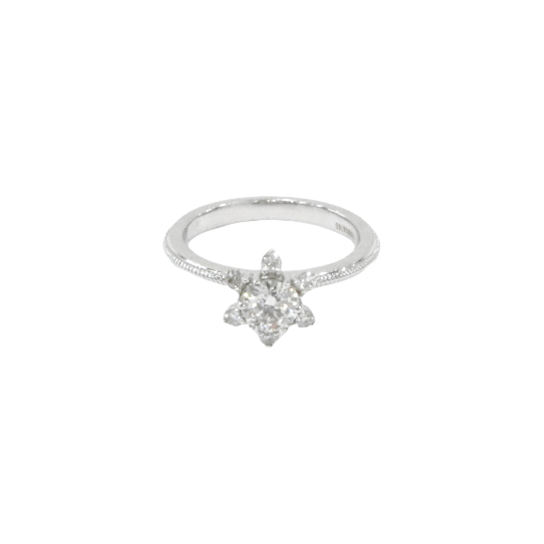 18K White Gold Statement Round Brilliant 0.5ct Diamond Ring