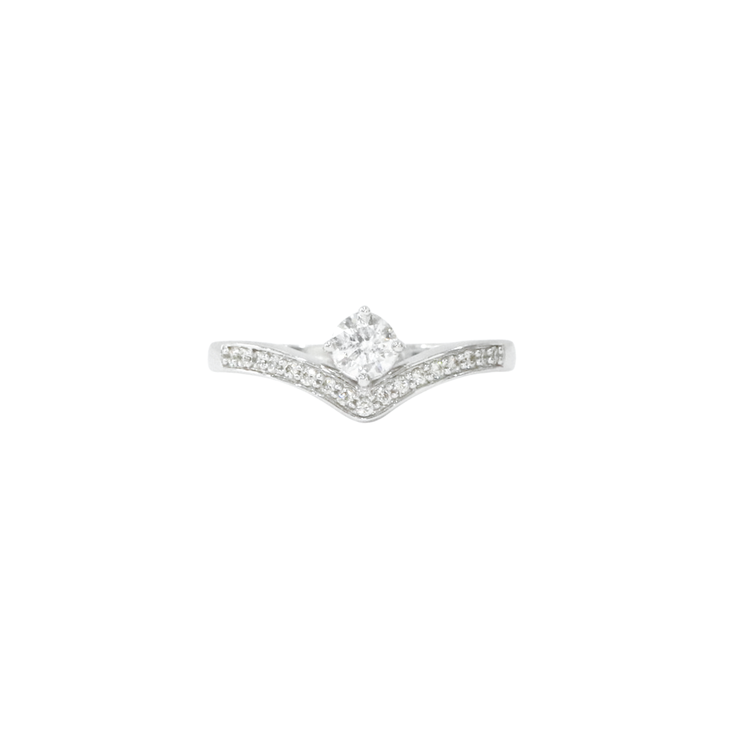 18K White Gold Bow Round 0.31ct Diamond Ring