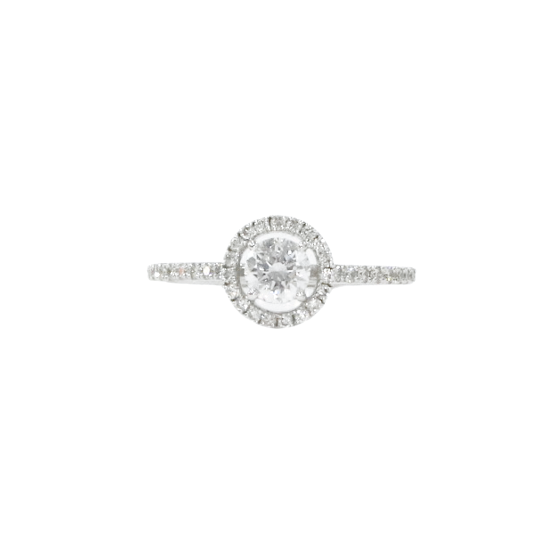 18K White Gold Halo Round 0.38ct Diamond Ring