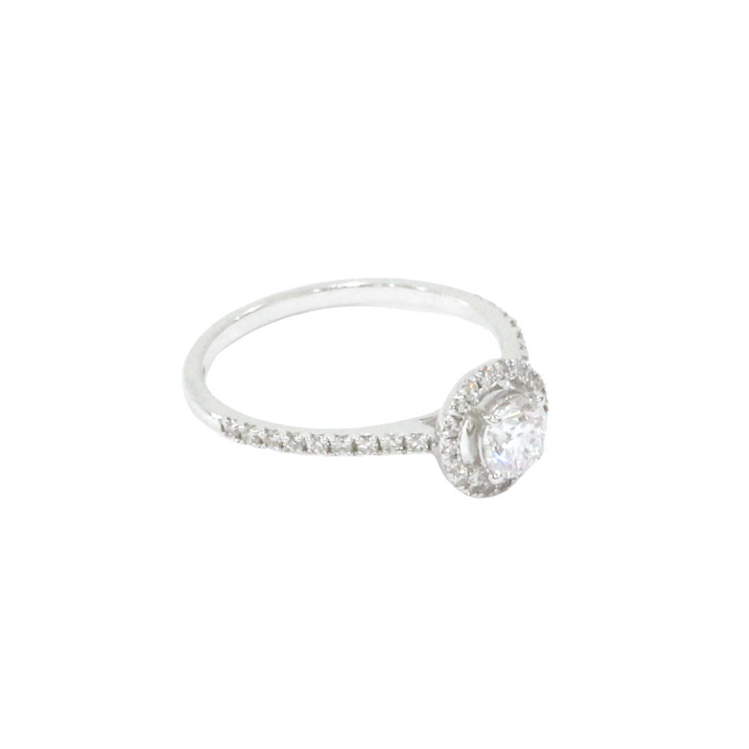18K White Gold Halo Round 0.38ct Diamond Ring