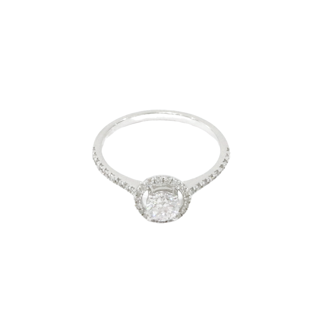 18K White Gold Halo Round 0.38ct Diamond Ring