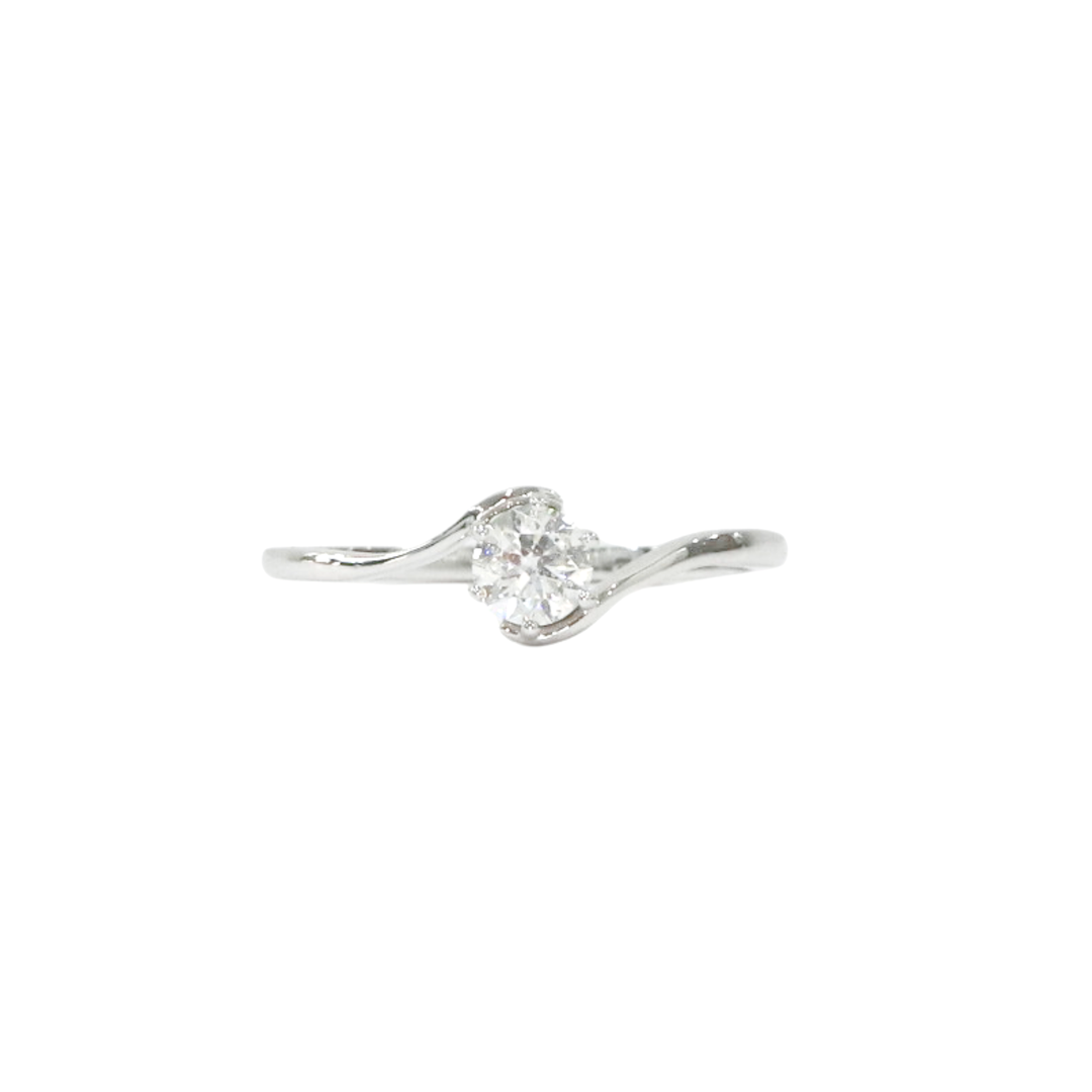18K White Gold Twisted Round 0.31ct Diamond Ring