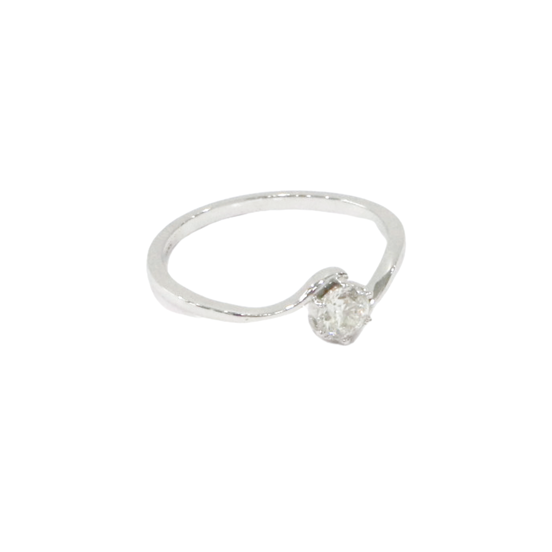 18K White Gold Twisted Round 0.31ct Diamond Ring