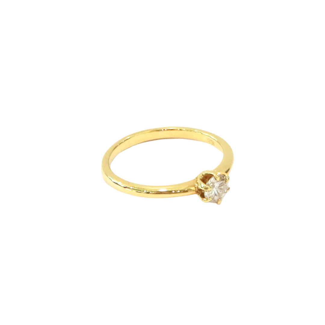 18K Yellow Gold Solitaire Round 0.302ct Diamond Ring