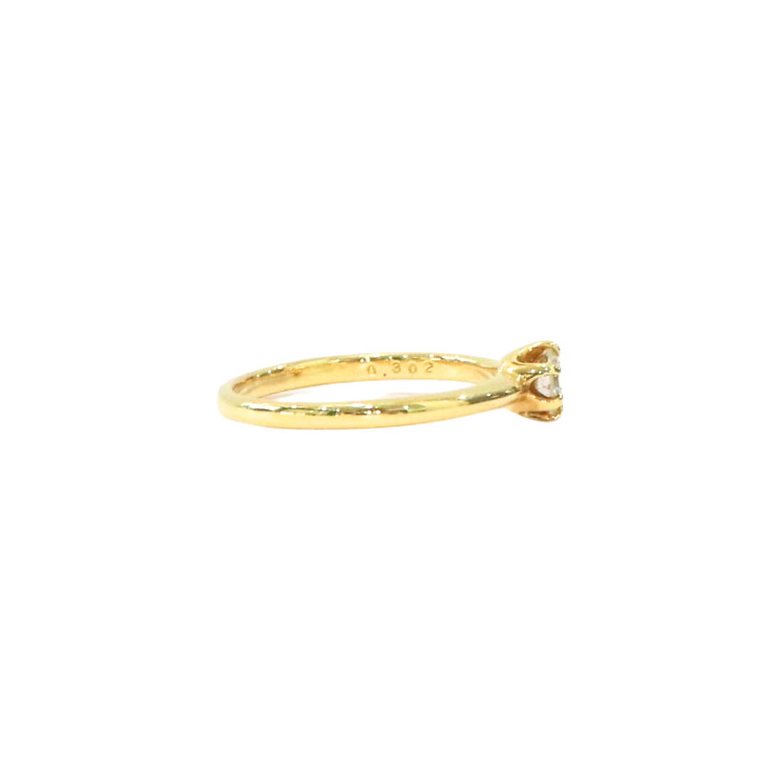 18K Yellow Gold Solitaire Round 0.302ct Diamond Ring