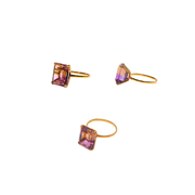 18K Yellow Gold Emerald Cut Emerald 6ct Ametrine & Emerald Ring