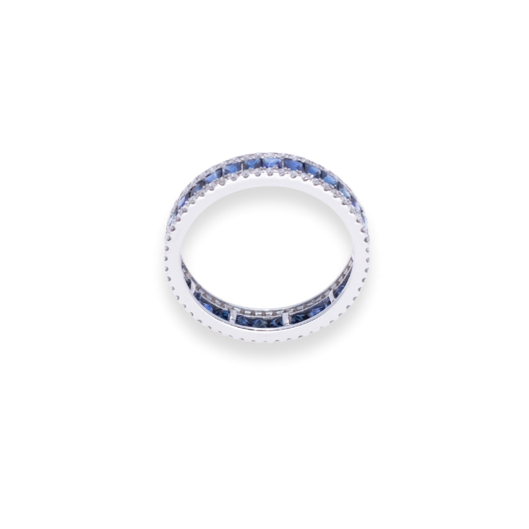 Full Eternity Round & Princess 1.87ct Diamond & Sapphire Ring