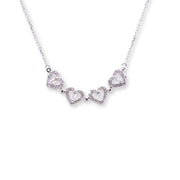 18K White Gold 2-Way Heart/Clover Round & Baguette 0.25ct Diamond Necklace